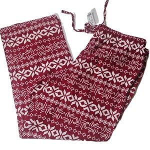 New York & Company Pants Womens XL‎ Red White Fair Isle Lounge Sleep Cotton